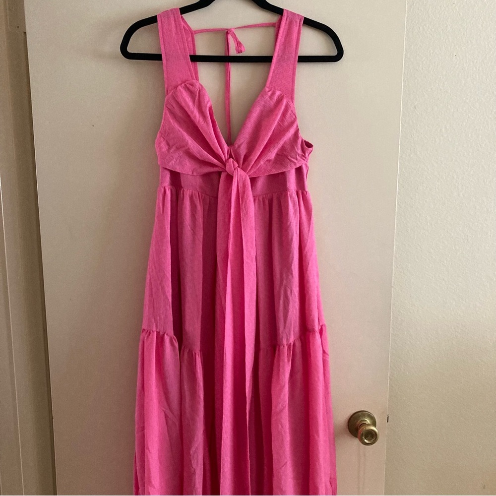 entre Pink Wrap Front Accent Midi Dress | New without Tags - Picture 4 of 8